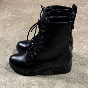 Black Lace-Up Women's Combat Boots